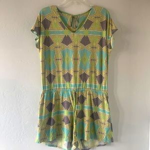 Liquido Q Women Romper Printed Size L Drawstring at waist line